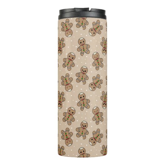 Kawaii Gingerbread Man Pattern Thermosbecher (Rückseite)