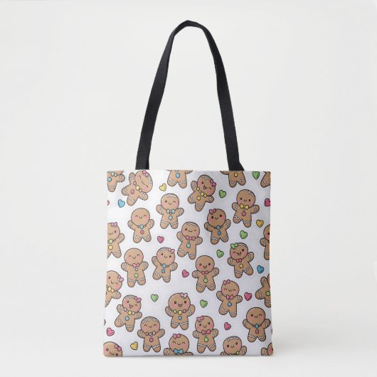 Kawaii Gingerbread Men Christmas Tote Bag Tasche (Vorderseite)