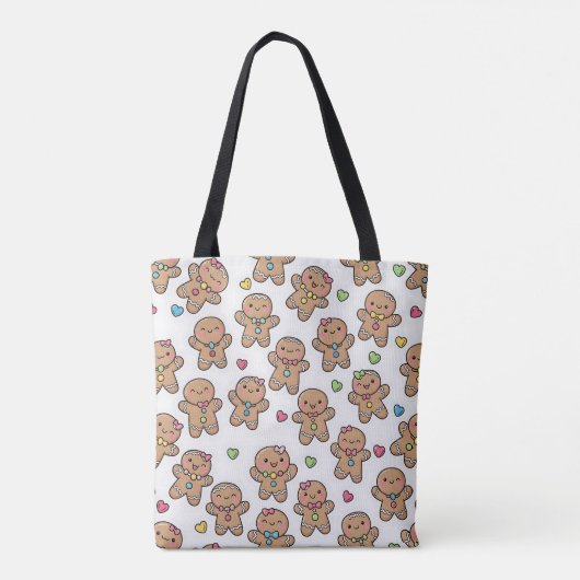 Kawaii Gingerbread Men Christmas Tote Bag Tasche (Rückseite)
