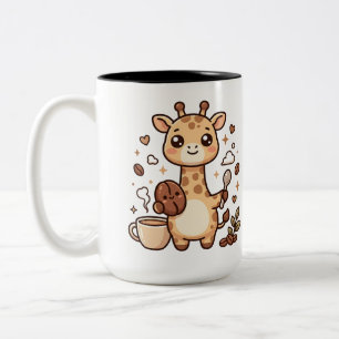 Kawaii-Giraffe-Kaffeebecher in Zweifarbig Zweifarbige Tasse