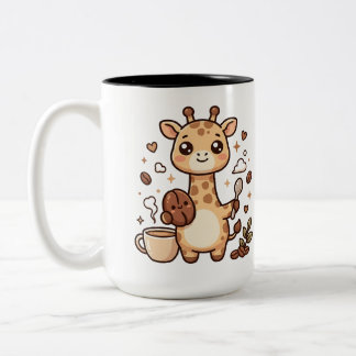 Kawaii-Giraffe-Kaffeebecher in Zweifarbig Zweifarbige Tasse