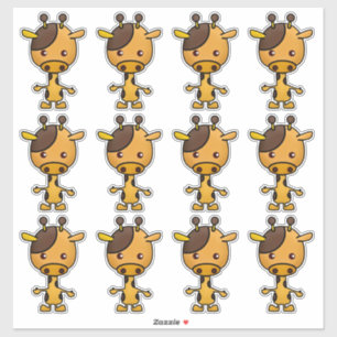 Kawaii Giraffe Orange Brown Aufkleber
