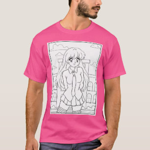 Kawaii Girl 5 Farbbild Seitenmuster T-Shirt