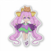 Kawaii Girl mit Bärenfreund Aufkleber (Vorderseite)