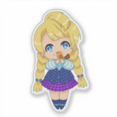 Kawaii Girl mit Bird Aufkleber (Vorderseite)