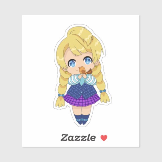 Kawaii Girl mit Bird Aufkleber (Blatt)