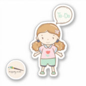 Kawaii Girl mit To-Do-Blase-Scrapbooking Aufkleber (Vorderseite)