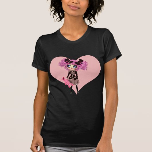 Kawaii Girl PinkP - Schulmädchen T-Shirt (Vorderseite)