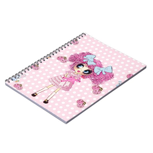 Kawaii Girl PinkyP niedlich mädchenhaft Notizblock (Linke Seite)