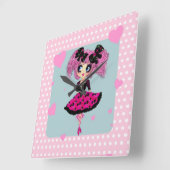 Kawaii Girl PinkyP - Promprinzessin Quadratische Wanduhr (Winkel)