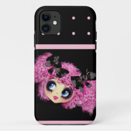 Kawaii Girl PinkyP Schwarz-Rosa-Herzen Case-Mate iPhone Hülle