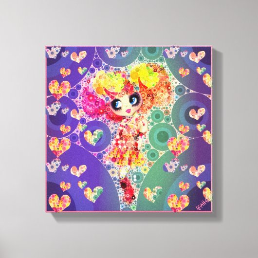 Kawaii Girl PinkyP wallart Harajuku Rainbow Art Leinwanddruck (Vorderseite)