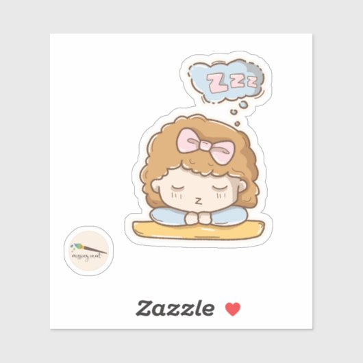 Kawaii Girl Sleeping Scrapbooking Sticker (Blatt)