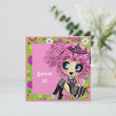Kawaii Girl Sweet 16 PinkyP Einladung (Stehend Vorderseite)