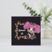 Kawaii Girl Sweet 16 PinkyP Einladung (Stehend Vorderseite)