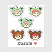 Kawaii Girl Vinyl Sticker (Blatt)