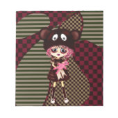 Kawaii Girl, warum so traurig? Kind mit Bär weinen Notizblock (Vorderseite)