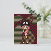 Kawaii Girl, warum so traurig? Kind mit Bär weinen Postkarte (Stehend Vorderseite)