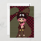 Kawaii Girl, warum so traurig? Kind mit Bär weinen Postkarte (Vorne/Hinten)