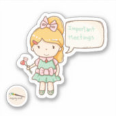 Kawaii Girl Wichtige Meetings Scrapbooking Aufkleber (Vorderseite)