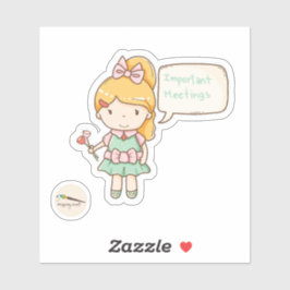 Kawaii Girl Wichtige Meetings Scrapbooking Aufkleber