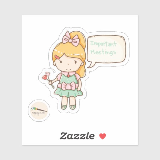 Kawaii Girl Wichtige Meetings Scrapbooking Aufkleber (Blatt)
