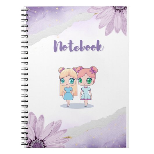 Kawaii Girls: SpiralNotebook für Kinder Notizblock (Vorderseite)