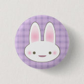 KAWAII glücklich BUNNY GINGHAM NIEDLICHE GESICHT Button (Vorderseite)