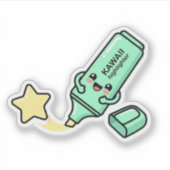 Kawaii Glücklicher Textmarker Stern Studienaufkleb Aufkleber (Vorderseite)