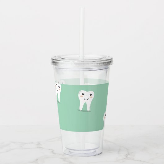 Kawaii-glücklicher Zahn Acryltrinkbecher (Vorderseite)