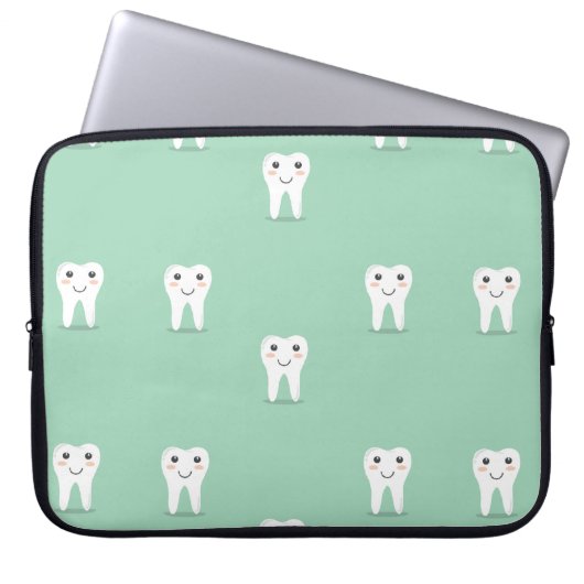 Kawaii-glücklicher Zahn Laptopschutzhülle (Vorderseite)