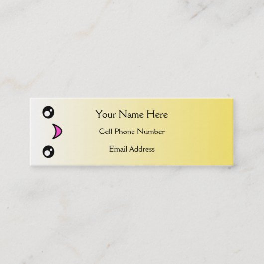 Kawaii glückliches Gesichts-dünne Visitenkarten Mini Visitenkarte (Vorderseite)