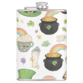 Kawaii Glücksbringer St. Patrick's Day Goldtopf Flachmann (Vorderseite)