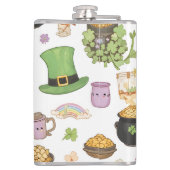Kawaii Glücksbringer St. Patrick's Day Goldtopf Flachmann (Rückseite)