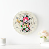 Kawaii Goldbogen und Blumen Matryoshka Große Wanduhr (Zuhause)