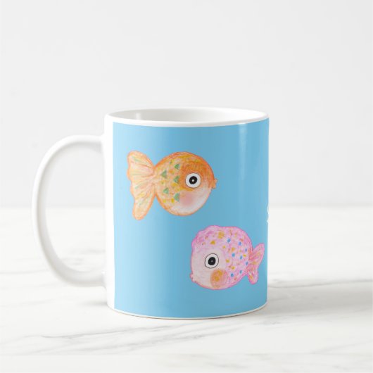 Kawaii Goldfish Niedlicher Individuelle Name Kaffeetasse (Links)