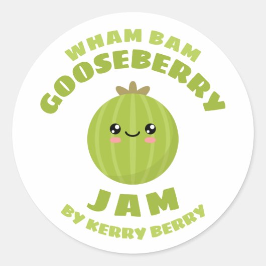 Kawaii Gooseberry Jam Runder Aufkleber (Vorderseite)