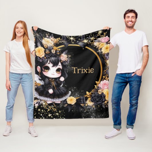 Kawaii Goth Girl Custom Deco Geschenk Gothic Girls Fleecedecke (Beispiel)