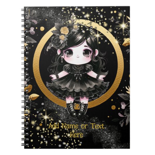 Kawaii Goth Girls Niedlicher Personalisierter Goth Notizblock (Vorderseite)