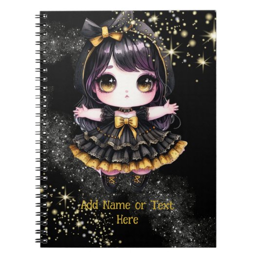 Kawaii Goth Girls Niedlicher Personalisierter Goth Notizblock (Vorderseite)