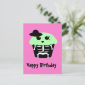 Kawaii Goth Skelett Halbkuchen Postkarte (Stehend Vorderseite)