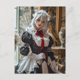 Kawaii Gothic Cosplay Maid Portrait Postkarte