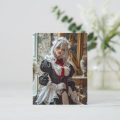 Kawaii Gothic Cosplay Maid Portrait Postkarte (Stehend Vorderseite)