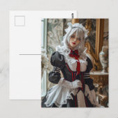 Kawaii Gothic Cosplay Maid Portrait Postkarte (Vorne/Hinten)