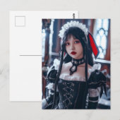 Kawaii Gothic Cosplay Maid Portrait Postkarte (Vorne/Hinten)