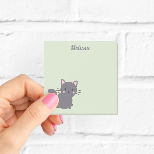 Kawaii Graue Katze Salbei Haftnotizen Post-it Klebezettel