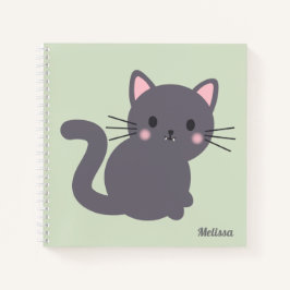 Kawaii Graue Katze Salbei Personalisiertes Notizbu Notizblock