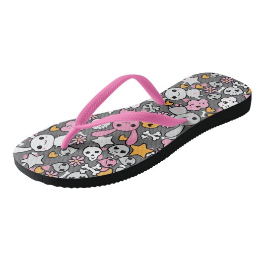 Kawaii-Graumuster Badesandalen (Schrägansicht)