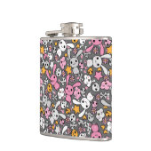 kawaii Graumuster Flachmann (Links)