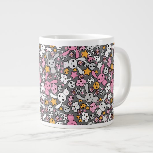 kawaii Graumuster Jumbo-Tasse (Vorderseite Rechts)